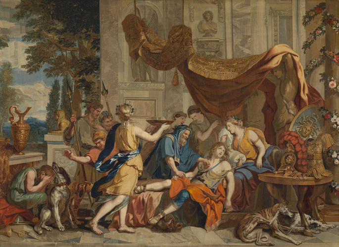 Master: Atalanta and Meleager hunting the Calydonian Boar
Item: Atalanta weeping over the death of Meleager Master: Atalanta and Meleager hunting the Calydonian Boar
Item: Atalanta weeping over the death of Meleager