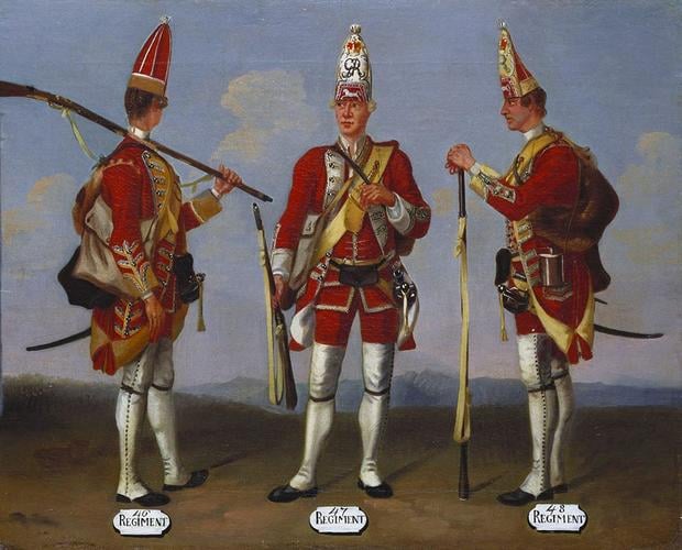 Grenadiers, 46th, 47th and 48th Regiments of Foot, 1751 Grenadiers, 46th, 47th and 48th Regiments of Foot, 1751