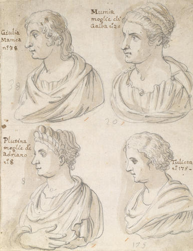 Four antique female busts
