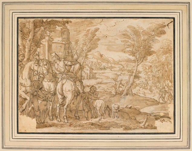 Huntsmen in a landscape Huntsmen in a landscape