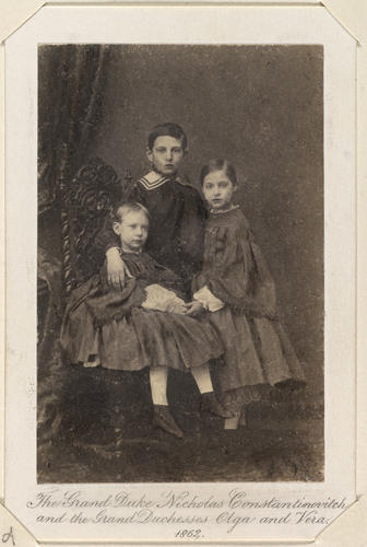 Grand Duke Nicholas Constantinovich of Russia (1850?1918) with his sisters Olga, Queen of the Hellenes (1851-1926), when Grand Duchess Olga Constantinovna of Russia and Vera, Duchess Eugen of Wurttemb Grand Duke Nicholas Constantinovich of Russia (1850?1918) with his sisters Olga, Queen of the Hellenes (1851-1926), when Grand Duchess Olga Constantinovna of Russia and Vera, Duchess Eugen of Wurttemb