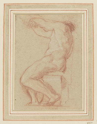 The vault of the church of S Luigi dei Francesi: a study for the left-hand seated figure, arms extended The vault of the church of S Luigi dei Francesi: a study for the left-hand seated figure, arms extended