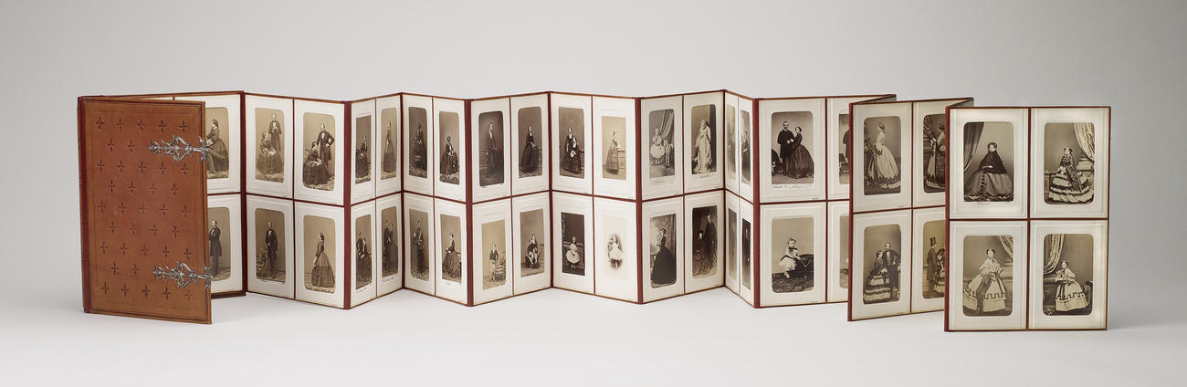 Folding concertina album containing portraits of Queen Victoria, Prince Albert, Members of the Royal Family, Foreign Royals and celebrities Folding concertina album containing portraits of Queen Victoria, Prince Albert, Members of the Royal Family, Foreign Royals and celebrities