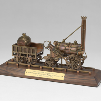 A brass model of Robert Stevenson's steam engine & tender 