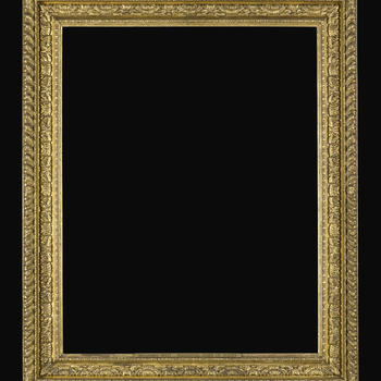 This style of frame, known as Carlo Maratta, is ubiquitous in many British collections. These relatively simple frames were favoured in Roman picture galleries in the eighteenth century and were probably left on paintings as they were sold and entered for